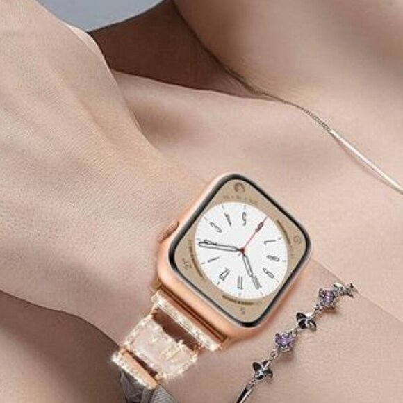 NEW Diamond Crystal Gold Luxury Apple Watch Band - Picture 5 of 6